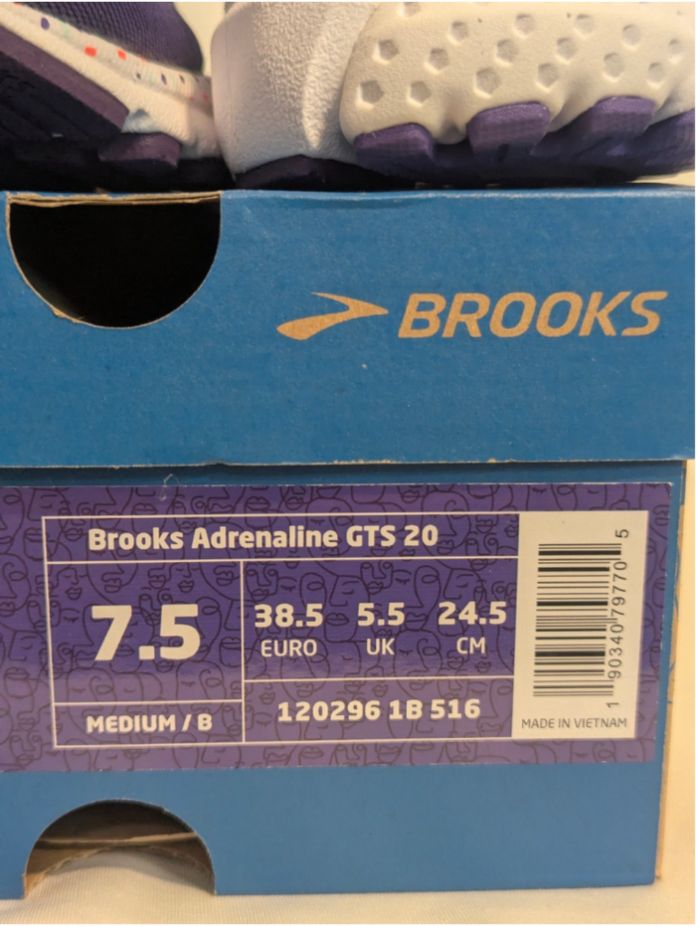Brooks Adrenaline GTS 20 Athletic Shoes NIB Size 7.5 Purple - Picture 5 of 9